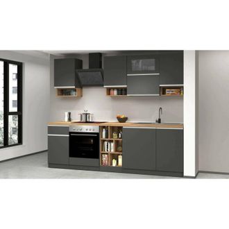 Dmora Dmora - Cocina Completa Ronnie, Cocina Pr&aacute;ctica Y Que Ahorra Espacio, Pared De Cocina Con 8 Puertas Y 1 Caj&oacute;n, 100% Made In Italy, 255x60h85 Cm, Blanc