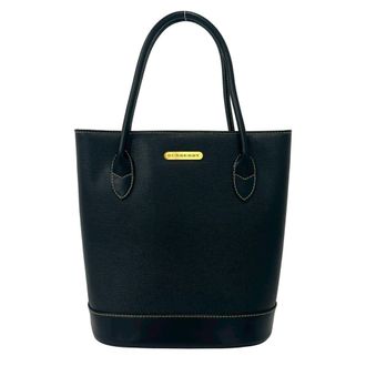Burberry Black Leather Handbag Tote Bag (Pre-Owned)