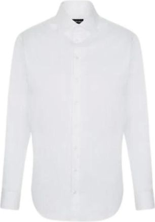 Emporio Armani Cotton Poplin Semi-French Collar Overhemd - Heren - Overhemden - Wit - Maat: XL Katoen