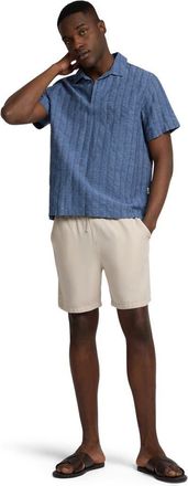 Onia Cotton Linen Pop Over Polo Tee in Navy at Nordstrom, Size Xx-Large S