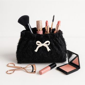 Urban Expression Fluffette Cosmetic & Travel Organizer Pouch in Black Cream at Nordstrom