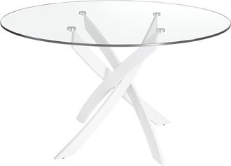 Angel Cerdá Mesa de comedor redonda, Cristal Blanco - Ø110x75 cm