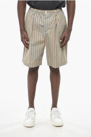 Marni Cotton 1-Pleat Shorts with Balanced Stripe Pattern size 50