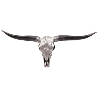 Hhg Hhg - Nunca Usado] Cr&aacute;neo Decorativo 132cm 118, Trofeo Cabeza De Toro Longhorn De Poliresina, Interior/exterior, Color Plata