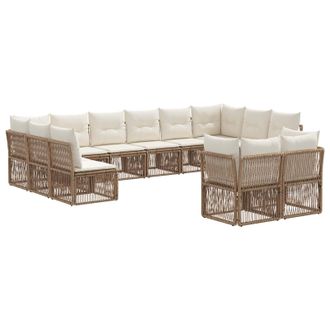 vidaXL Conjunto De Sof&aacute;s De Jard&iacute;n 12 Pcs Beige Rat&aacute;n Sint&eacute;tico Vidaxl
