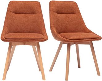Miliboo Sillas De Tela Efecto Terciopelo Texturizado En Color Tierra Quemada Y Madera Clara (lote De 2) Aless