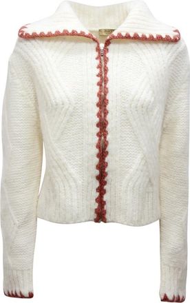 PHO Firenze 4322086 Bivory Makeup Cardigan - Dames - Vesten - Wit - S - Wol - Truien & Vesten
