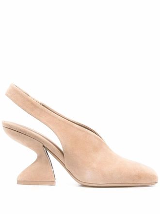 Ferragamo Womens F-Heel 100Mm Slingback Pumps In Beige