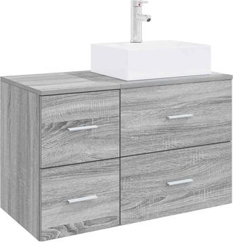 vidaXL Juego De Muebles De Ba&ntilde;o 2 Uds. Sonoma Gris Vidaxl