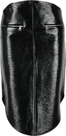 Courr&egrave;ges Black Cotton-Blend Zip Midi Skirt