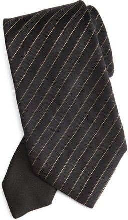 Canali Stripe Metallic Silk Jacquard Tie in Black at Nordstrom
