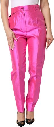 Dolce & Gabbana Pink Silk High Waist Dress Trousers Womens Pants (Pre-Owned)