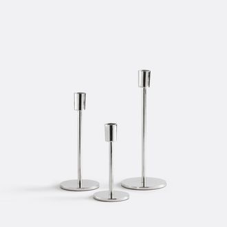 La Redoute Interieurs Set van 3 verchroomde aluminium metalen kandelaars Oror