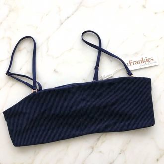 Frankies Bikinis Womens Scarlett Ribbed Top In Navy