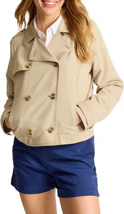 Tommy Bahama Crop Double Breasted Trench Coat in Twill at Nordstrom, Size X-Large