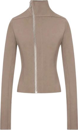 Rick Owens Zip-Up Sweatshirt - Dames - Zomerjassen - Beige - M - Katoen - Jassen