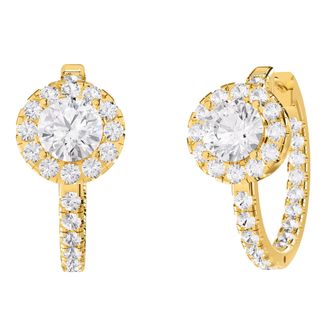Diamond2Deal 18k Vermeil Plated Silver 2.80 Ct Round Lab Grown Diamond Hoop Earrings
