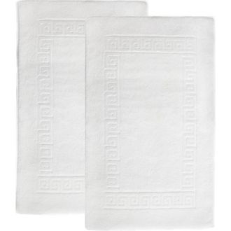 Linum Home Textiles 100% Turkish Cotton Greek Key Bath Mats - Set of 2 in White at Nordstrom Rack