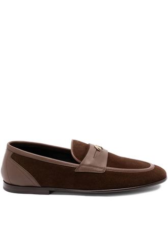 Dolce & Gabbana Split emblem-penny loafers - Brown