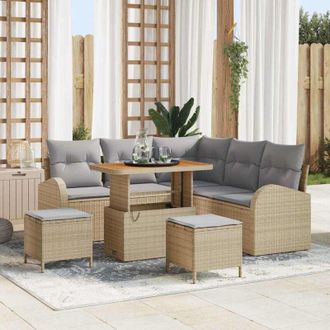 vidaXL Vidaxl - Conjunto De Sof&aacute; De Jard&iacute;n Con Coj&iacute;n 8 Pcs Beige Polirat&aacute;n