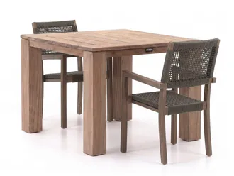 Rough Country Rustic Furniture ROUGH-Batang Rope/ROUGH-X 100cm dining tuinset 3-delig stapelbaar