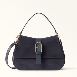 Furla Flow Borsa A Mano M Toni Mediterraneo Blu Camoscio + Pelle Di Vitello Claris Lux Donna