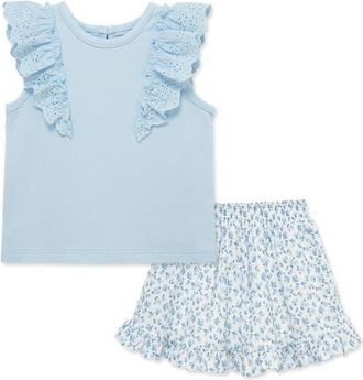 Little Me Kids Ditsy Top & Skort Set in Floral at Nordstrom, Size 3T
