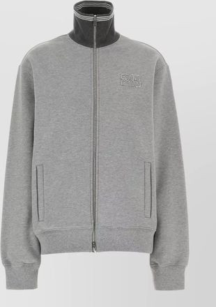 Miu Miu cotton oversize sweatshirt high collar ribbed