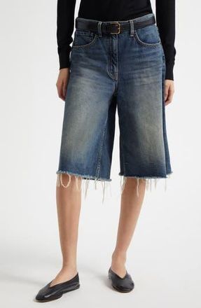 Nili Lotan Alona Frayed Denim Bermuda Shorts in Simon Wash at Nordstrom Rack, Size 27