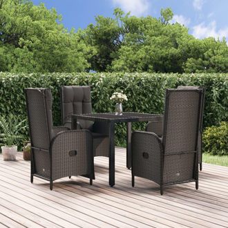 vidaXL Set De Muebles Jard&iacute;n 5 Pzas Con Cojines Rat&aacute;n Sint&eacute;tico Negro Vidaxl