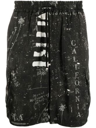 Amiri abstract-prints bermuda shorts - men - Viscose/Viscose - 44 - Black