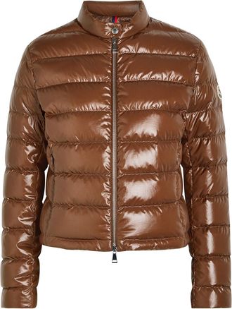 Moncler Papillon Padded Glossed Shell Jacket - Brown - 1 (UK 10 / S)