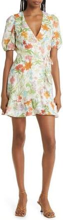& Other Stories Floral Print Wrap Minidress in Green at Nordstrom Rack, Size 10