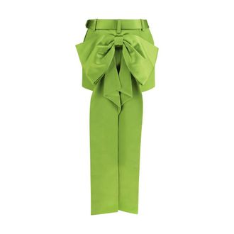 Self Portrait Bicolor Polyester Mini Skirt - Green