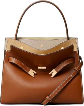 Tory Burch Kleine Lee Radziwill Double Tas - Dames - Handtassen - Bruin - ONE Size - Leer - Tassen
