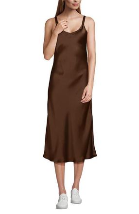 Lands End Satin Slip Dress in Tree Bark at Nordstrom, Size Medium