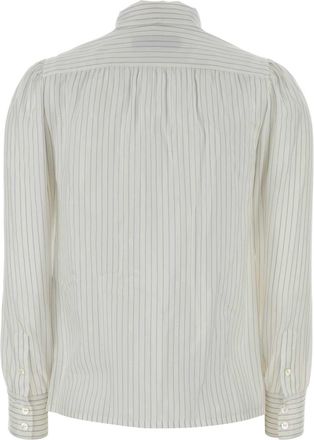 Gucci Pinstriped Silk with Bow Tie Detail Shirt - White