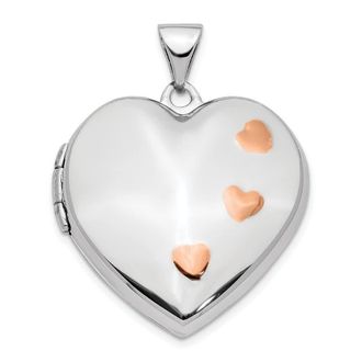 Diamond2Deal 14K White Gold Rose Rhodium 22mm Heart Locket Pendant Pendant