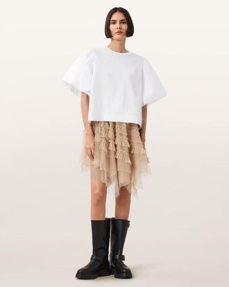 AllSaints Jayde Ruffled Tulle Mini Skirt