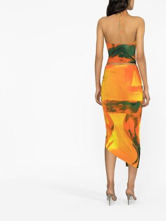 Louisa Ballou Abstract Print Draped Skirt - Multicolour