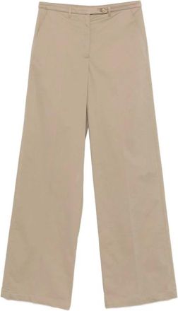 Emporio Armani Wijde broek - Dames - Wijde Broeken - Bruin - L - Katoen - Broeken