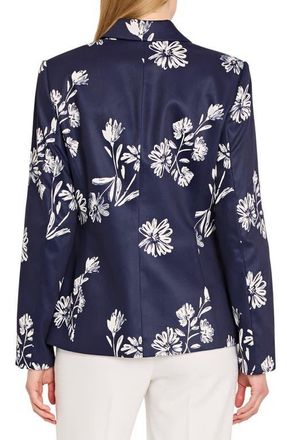 Tahari by ASL Floral One-Button Jacket in Navy Ivory at Nordstrom, Size 12