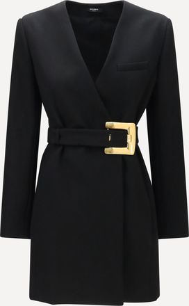 Balmain Blazer in grain de poudre con cintura Woman 38