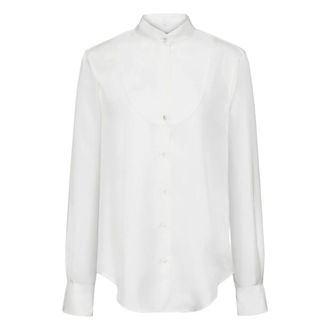 Thom Browne Silk Bow Tie Long Sleeve Shirt - female - Thom Browne - Shirts - White - S - Blouses & Shirts
