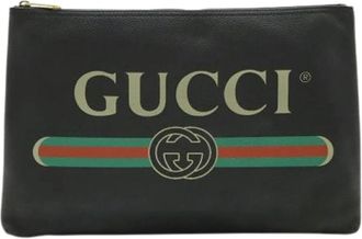 Gucci Pre-owned Vintage Clutch Bag - Dames - Vintage Clutch - Zwart - ONE Size - Leer - Vintage