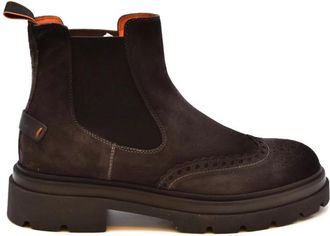 Santoni Klassieke leren laarzen - Heren - Chelseaboots - Bruin - 40 EU - Leer - Schoenen