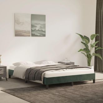 vidaXL Estructura Cama Sin Colch&oacute;n Terciopelo Verde Oscuro 140x200 Cm Vidaxl