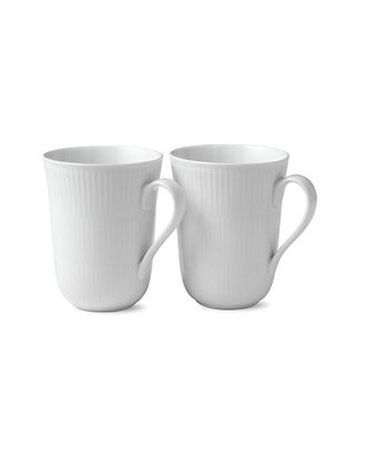 ROYAL COPENHAGEN Set of 2 White Fluted Mugs