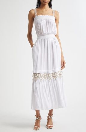 Ramy Brook Catalina Smocked Trim Maxi Sundress in Ivory at Nordstrom, Size X-Small