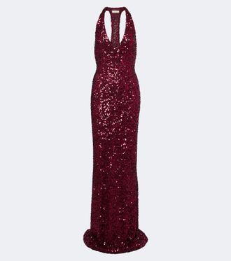 The Sei Sequined halterneck gown